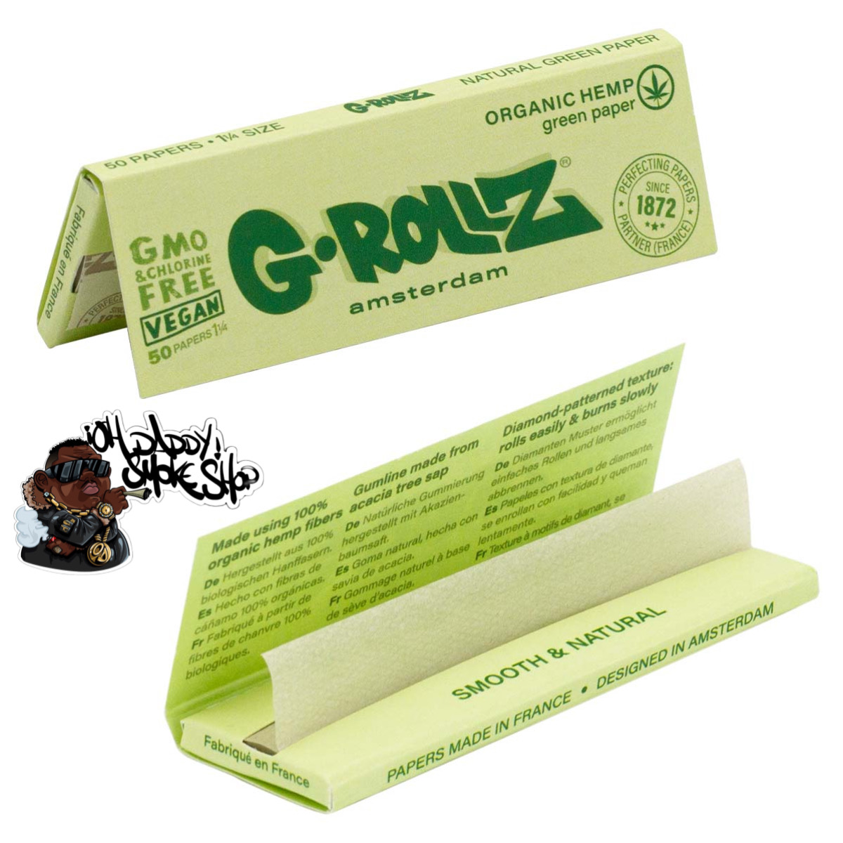 G-Rollz Organic hemp green 1 1/4